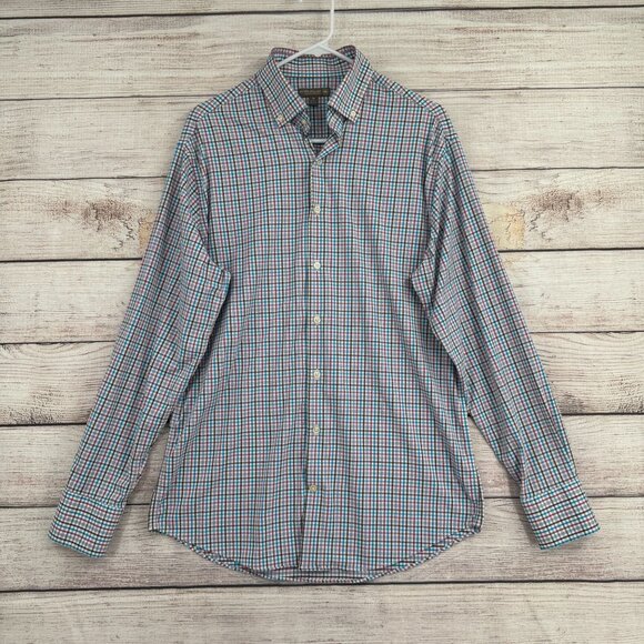 Peter Millar Post Performance‎ Check Woven Dress Shirt Men's M Multicolor - Picture 1 of 13